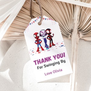 Ghost Spider Thank You Tags Spidey And His Amazing Friends Party Favors Spider Gwen Favor Tags Spidergirl Label Girl Birthday Tags EDITABLE