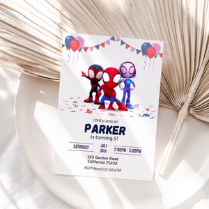 Spidey and his Amazing Friends Birthday Invitation Spidey Invitation Spidey Birthday Invite Spidey Theme Party Invite Kids Instant EDITABLE