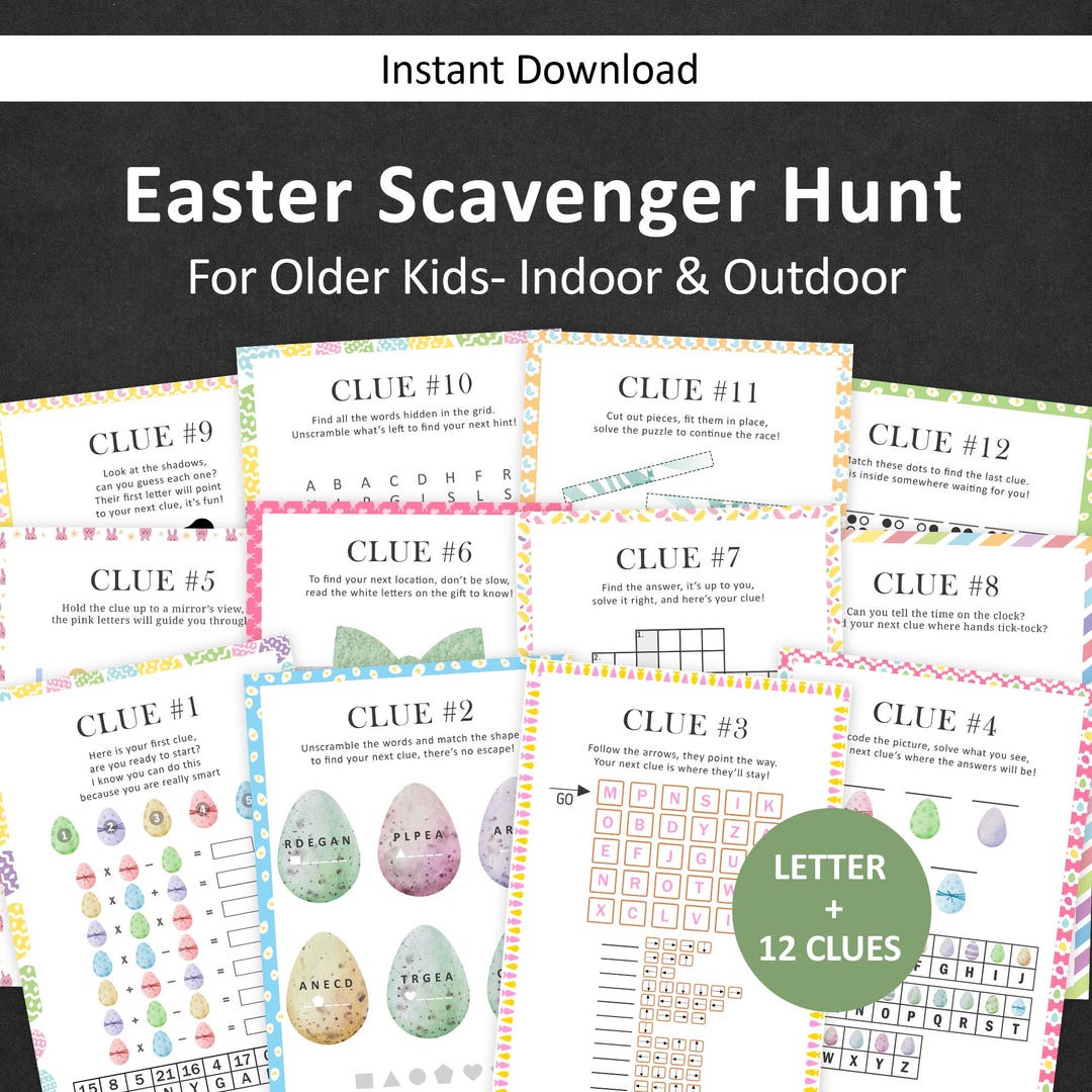 Easter Scavenger Hunt for Teenager Easter Treasure Hunt Teens Egg Hunt ...