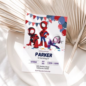 Spidey And His Amazing Friends Birthday Invitation Spidey Invitation Spiderman Party Spidey And Friends Boy Invite Instant Digital EDITABLE