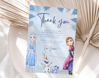 Frozen bedankkaart Frozen bedankkaartje Frozen verjaardag Elsa bedankje kinderverjaardag Anna bedankkaart BEWERKBAAR Direct digitaal