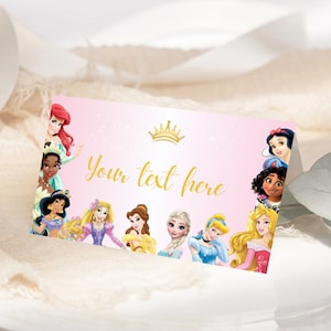 Prinses Voedseltent Prinses Verjaardagstentkaart Prinses Voedseletiket Prinsessen Feestdecoratie Prinses Voedsel Tags Digitaal Direct BEWERKBAAR
