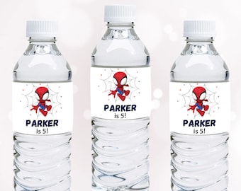 Spidey And His Amazing Friends Water Bottle Labels Spidey Bottle Wrappers Spiderman Decor Spidey And Friends Birthday Party EDITABLE Digital