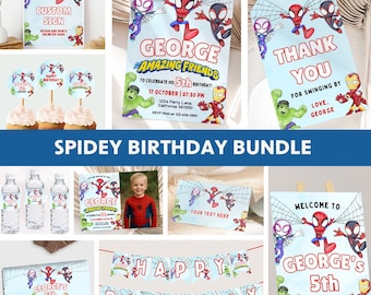 Spidey And His Amazing Friends Birthday Invitation Bundle Spidey Decoration Spidey And Friends Party Decor Spidey Theme Invite Sign EDITABLE