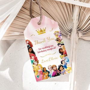 Étiquettes de remerciement de princesse Étiquettes de cadeau de fête d'anniversaire de princesse Étiquettes de cadeau de princesse Étiquettes de fête de princesse Étiquettes de cadeau MODIFIABLES