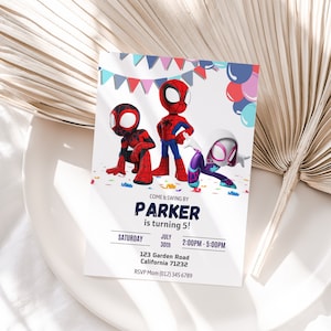 Invito di compleanno di Spidey e i suoi fantastici amici Invito di Spidey Festa di Spiderman Invito per ragazzi di Spidey e amici digitale istantaneo MODIFICABILE