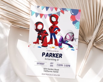 Spidey And His Amazing Friends Birthday Invitation Spidey Invitation Spiderman Party Spidey And Friends Boy Invite Digital Instant EDITABLE