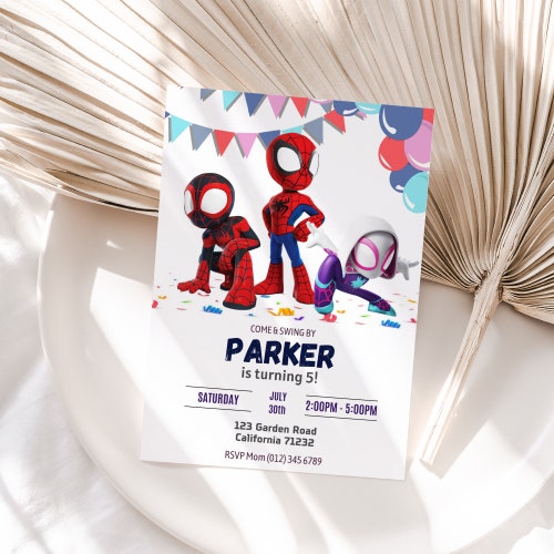 Spidey And His Amazing Friends Birthday Invitation Spidey Invitation Spiderman Party Spidey And Friends Boy Invite Digital Instant EDITABLE