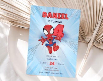 Spidey Birthday Invitation Spidey and his Amazing Friends Invitation Spidey Birthday Party Invite Kids Editable Instant Digital ANY AGE