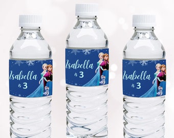 Frozen Water Bottle Label Frozen Bottle Wrappers Elsa Decor Frozen Birthday Party Decoration Frozen Theme Wraps EDITABLE Instant Digital