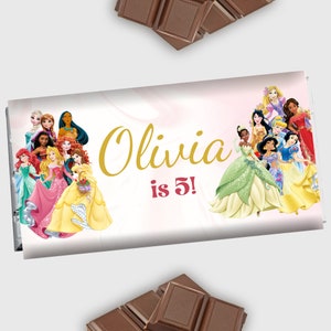 Prinzessin Chocolate Label Princess Candy Bar Wrapper Prinzessinnen Geburtstag Party Favor 1,55 oz Schokoladentafel Wraps EDITIERBAR Digital Instant