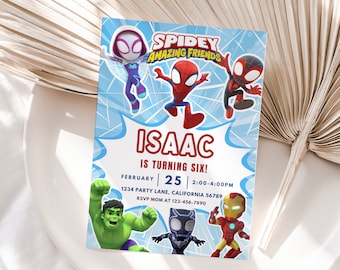 Spidey Invitation Spidey and his Amazing Friends Birthday Invitation Spidey Theme Birthday Party Invite Boy Girl Spin Ghost Spider EDITABLE
