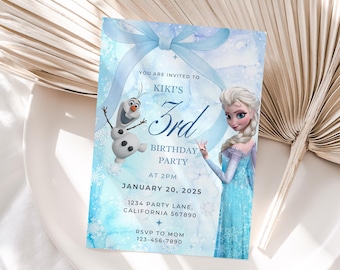 Frozen 3rd Birthday Invitation Frozen Invitation Princess Elsa Party Invitation Girl Frozen Birthday Invite Theme EDITABLE Digital ANY AGE
