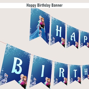 Gefrorener Geburtstag Banner Gefrorene Wimpelkette Gefrorene alles Gute zum Geburtstagdekorationen Gefrorene Geburtstagsdeko Elsa Partyzubehör DRUCKBAR Sofort Digital