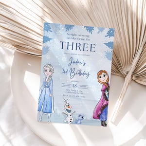 Invito per il 3° compleanno di Frozen Invito per la festa della principessa Elsa Anna Invito per la festa della ragazza Frozen Invito per il compleanno a tema MODIFICABILE digitale