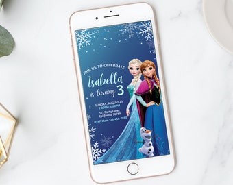 Frozen Electronic Invitation Frozen Birthday Invitation Digital Kids Elsa Mobile Invitation Evite Anna Party Phone Invite EDITABLE Digital