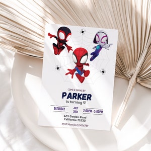 Spidey y sus increíbles amigos invitación de cumpleaños Invitación de Spidey Fiesta temática de Spidey Invitar a niño niña Plantilla EDITABLE Instantánea Digital