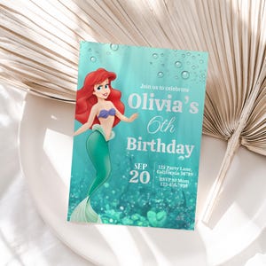 Little Mermaid Birthday Invitation The Little Mermaid Invitation Ariel Invitation Little Mermaid Theme Party Invite Instant EDITABLE Digital