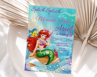 Little Mermaid Invitation The Little Mermaid Birthday Invitation Little Mermaid Birthday Party Invite Girl Ariel Theme Sea EDITABLE Instant