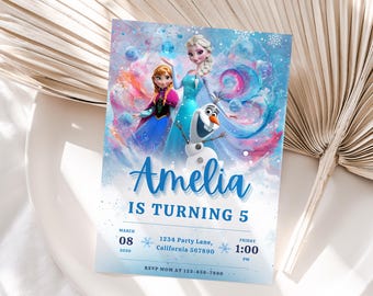 Frozen Birthday Invitation Frozen Invitation Elsa Birthday Invitation Frozen Party Invitation Anna Birthday Invite EDITABLE Instant Digital