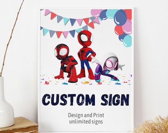 Spidey und seine erstaunliche Freunde benutzerdefinierte Zeichen Spidey Party Zeichen Spiderman Geburtstag Zeichen Spidey und Freunde Dekoration EDITIERBAR Instant Digital