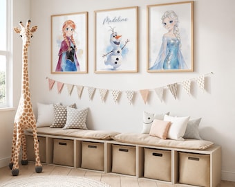 Frozen Wall Art Frozen Wall Decor Elsa Nursery Decoration Anna Poster Olaf Art Print Personalized Custom Printable