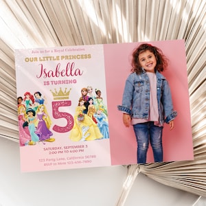 Princess Birthday Invitation with Photo Princess Invitation with Picture Girl Princess Theme Party Invite EDITABLE Instant Download Any Age