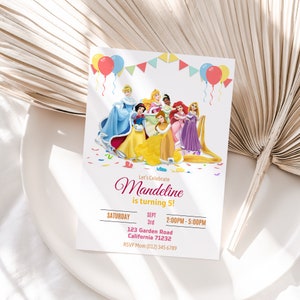 Princess Birthday Party Invitation Girl Princess Birthday Invite Editable Template Einvite Instant Download Custom Printable