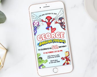 Spidey And His Amazing Friends Electronic Invitation Spidey Birthday Invitation Digital Spidey Mobile Invitation Phone Evite Boy EDITABLE