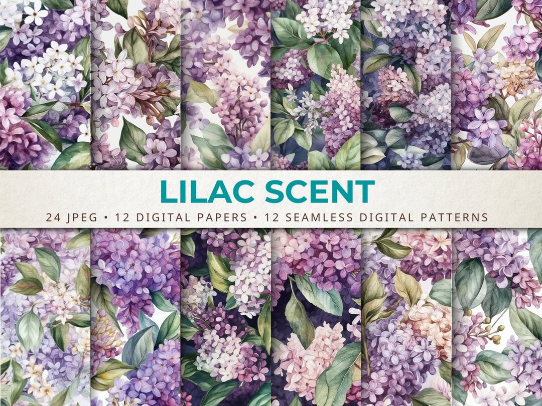 12 Lovely Digital Papers With Lilacs Pattern for Crafting and - Etsy