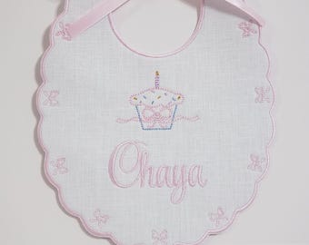 Bavoir personnalisé souvenir/bavoir d&#39;anniversaire Smash Cake/bavoir prénom/bavoir à broderie/bavoir 1er anniversaire/bavoir pour séance photo