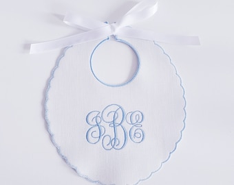 Bavoir à monogramme souvenir 1er anniversaire / bavoir monogramme personnalisé / bavoir Cake Smash / bavoir monogramme initiales / bavoir personnalisé blanc et bleu