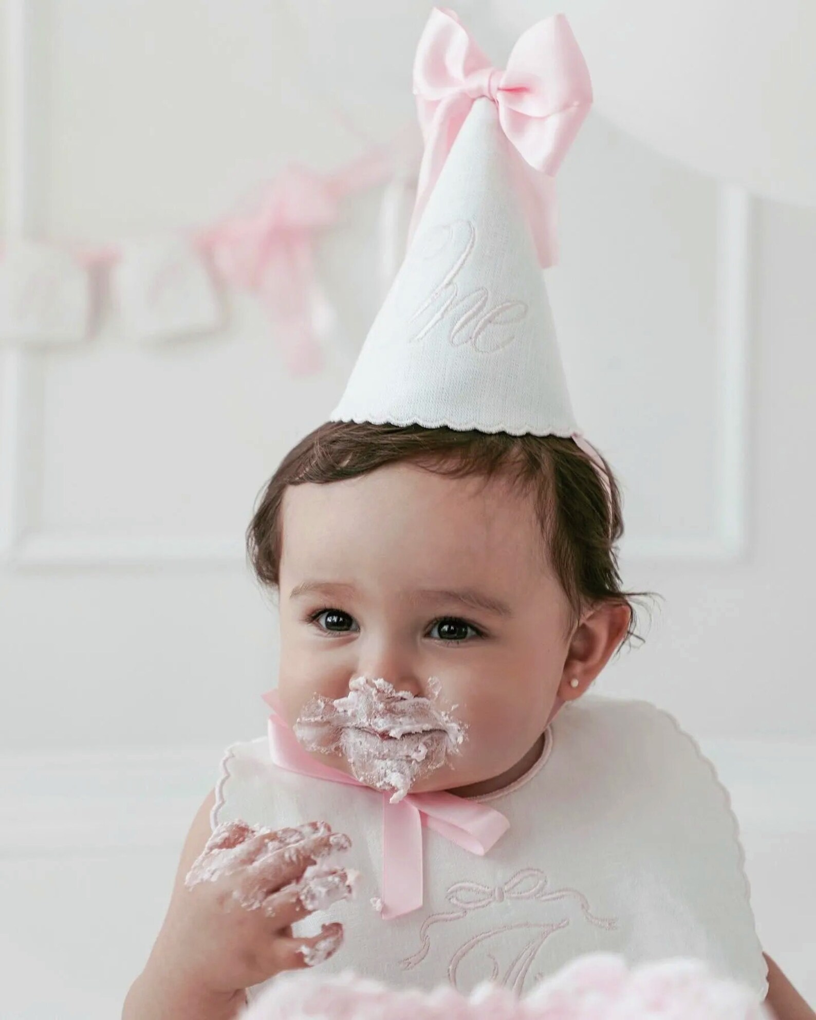 One Birthday Party Hat/ 2 Sizes 6 & 4 Tall/ Girl 1st Birthday Hat