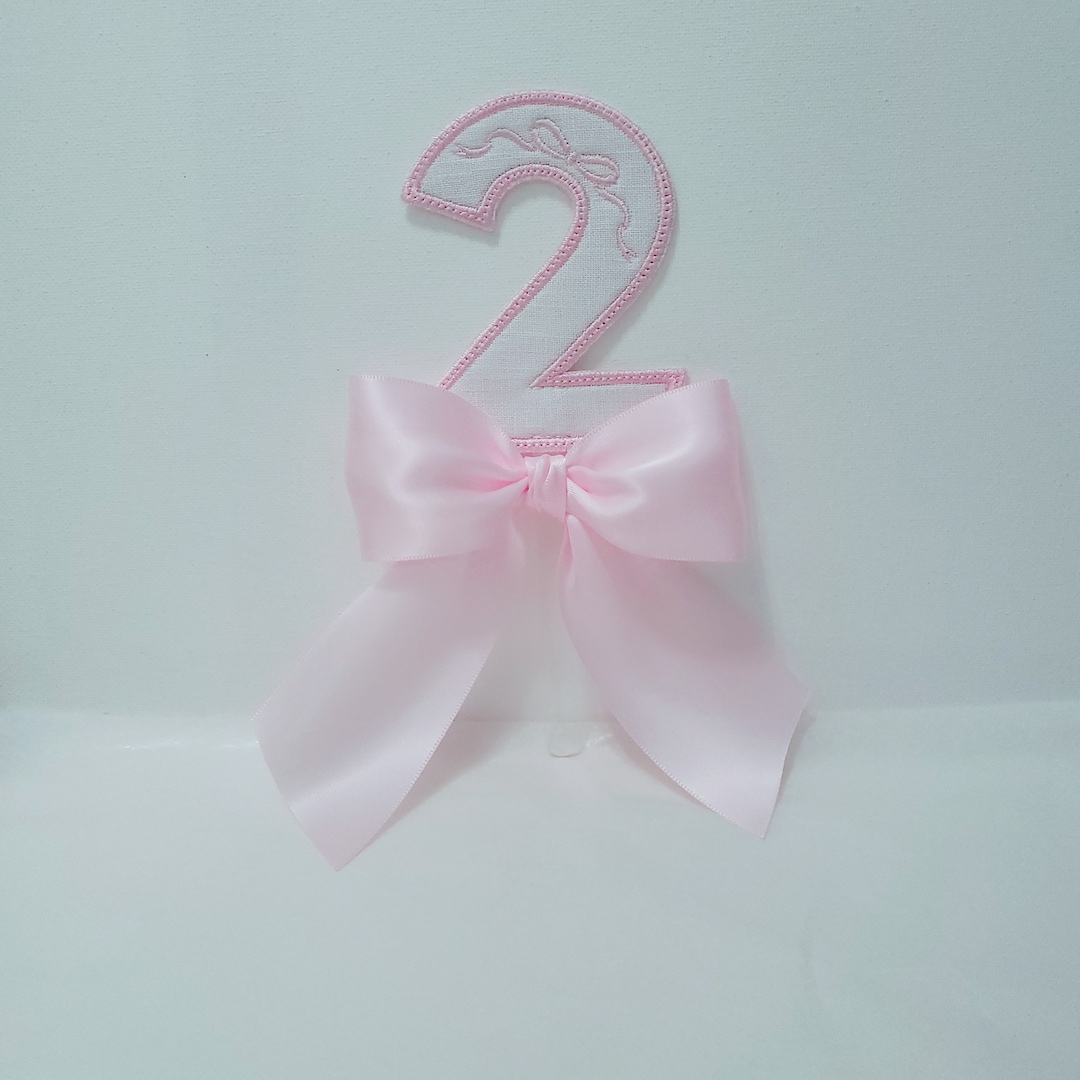Linen Embroidery Cake Topper With Bow: Custom Birthday Decor - Etsy