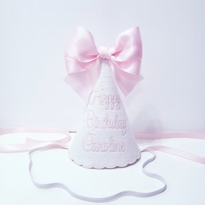 Alles Gute zum Geburtstag Hut / 1. Geburtstag Hut / Weiß Rosa Stickerei Partyhut / Personalisierter Geburtstag Hut für jedes Alter