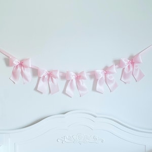 Bunting Bows Garland/ Pink Ribbon Bows Garland/ Birthday Bow Garland/ Crib Garland/ Birthday Bows and Bonnet Theme/ Coquette Bow Garland