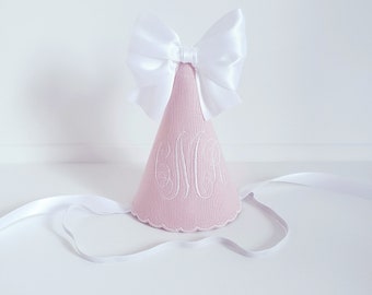 Pink Monogrammed Birthday Hat: Baby Girl Party Decor
