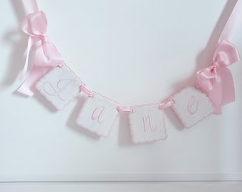 Baby Girl Birth Announcement Keepsake Banner/Personalized Name Banner/ Crib Name Banner/ 1st birthday Garland/Baby Name Garland