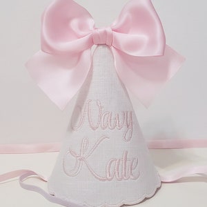 Andenken personalisierte Name Geburtstag Hut / Baby Mädchen 1. Geburtstag Bogen Hut / Stickerei Namen Hut / Geburtstag Hut für jedes Alter / Cake Smash Hut
