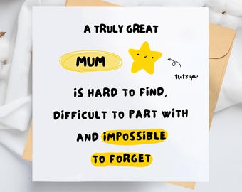 Funny Mum Birthday Card, Mum Appreciation, Blank Interior Greeting (5.5x5.5")