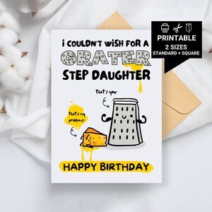 Tarjeta de cumpleaños imprimible divertida para hijastra, tarjeta de cumpleaños imprimible, tarjeta de cumpleaños imprimible para hijastra, tarjeta imprimible