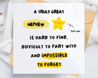 Funny Nephew Birthday Card, Nephew, Impossible To Forget