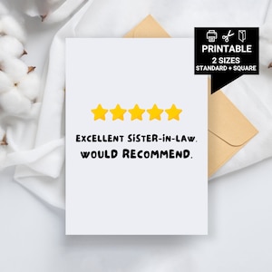 Excellente belle-soeur, carte d'anniversaire imprimable drôle, carte d'anniversaire imprimable, carte d'anniversaire imprimable pour belle-soeur, carte imprimable