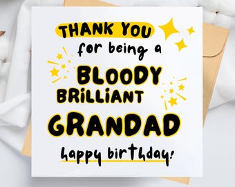Bloody Brilliant Grandad Birthday Card – Funny, Cardstock, Kraft Envelope