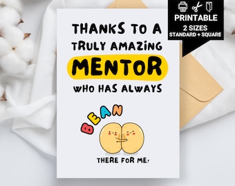 Printable Mentor Card – Funny Thank You, Instant Download (2 Sizes)
