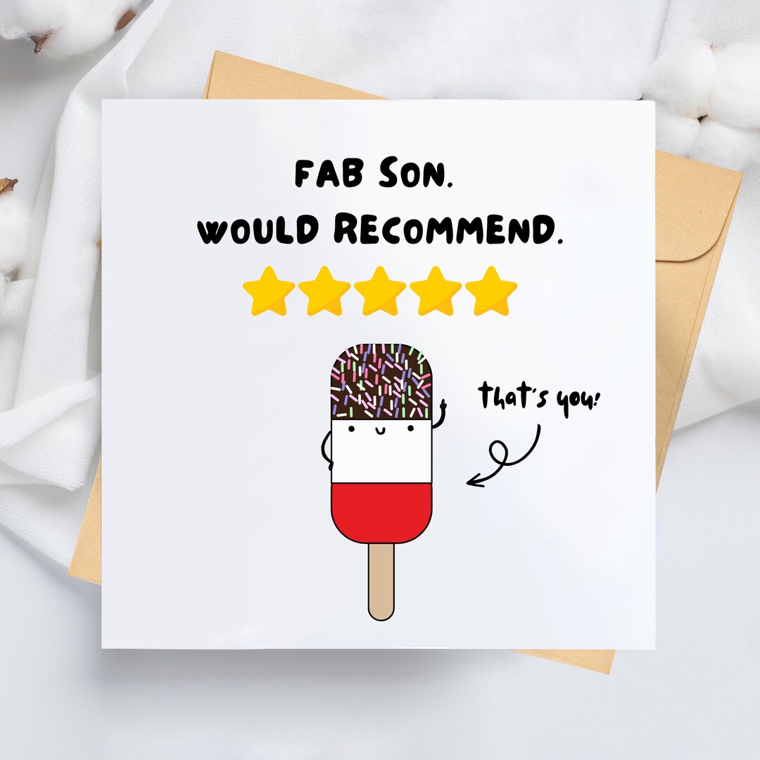 Funny Birthday Card for Son - Fab Son. Would Recommend. - Birthday Card ...