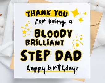 Bloody Brilliant Step Dad Birthday Card – Funny Stepfather Greeting (5.5" Square)