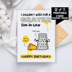 Tarjeta de cumpleaños imprimible para yerno - Grater Yerno, Tarjeta de cumpleaños imprimible divertida, Tarjeta de cumpleaños imprimible para yerno, Imprimible