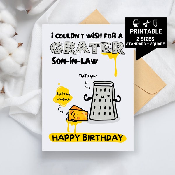 Printable Birthday Card for Son-In-Law - Grater Son-In-Law, Funny Printable Birthday Card, Printable Birthday Card for Son-In-Law, Printable