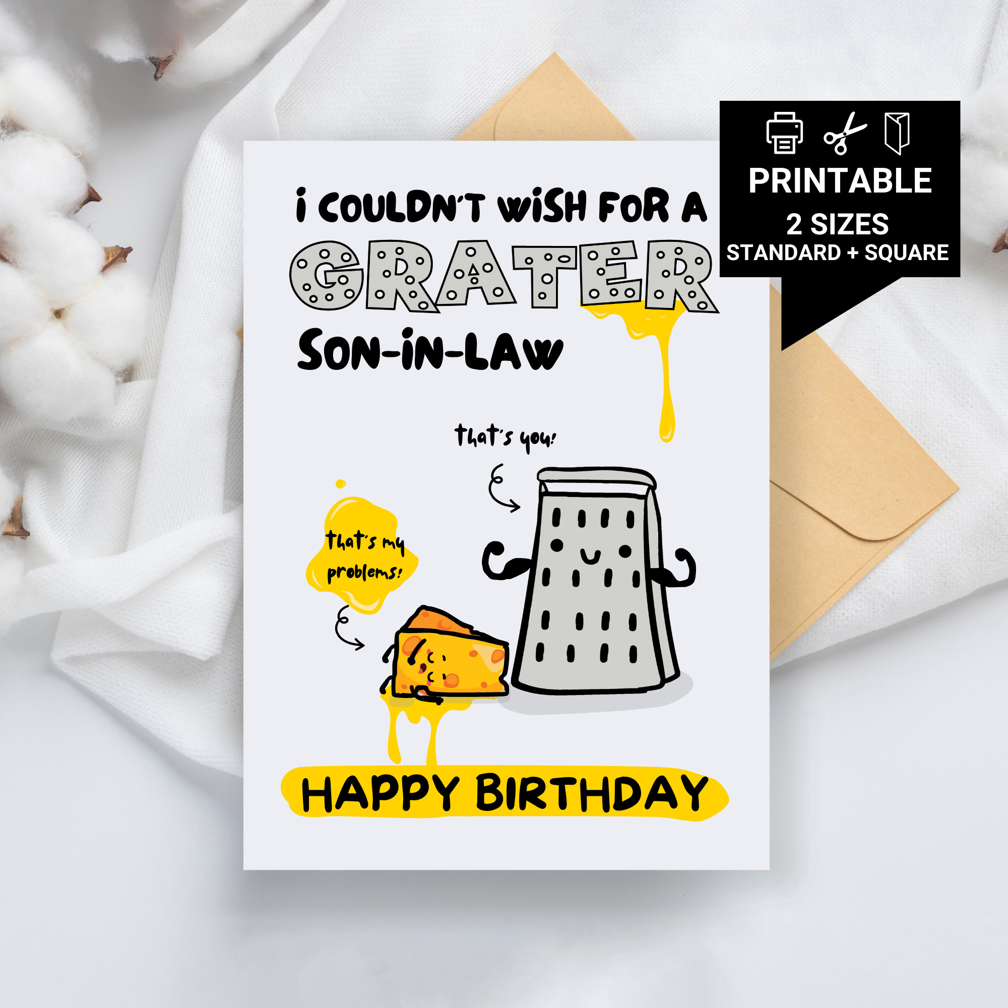 Printable Birthday Card for Son-in-law - Grater Son-in-law, Funny